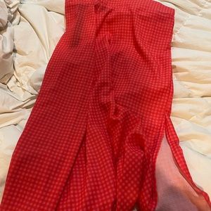 Pink and red midi skirt